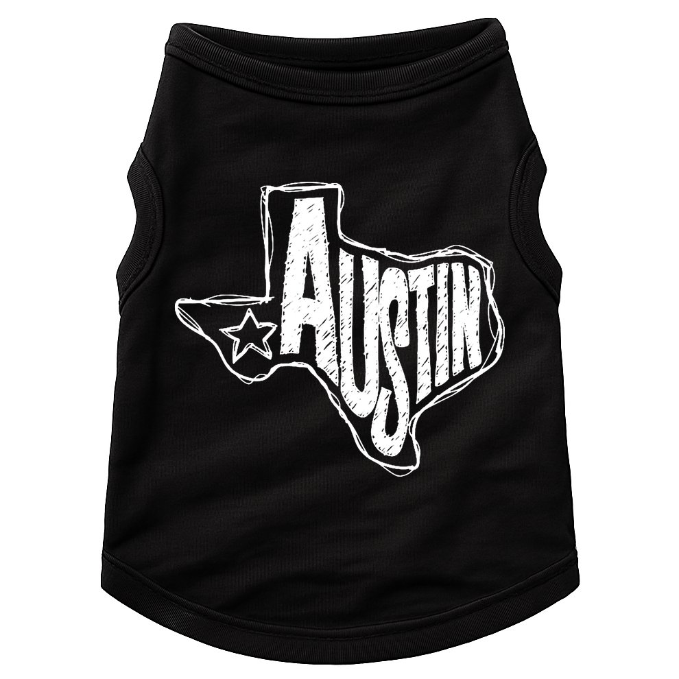 Austin Texas State Retro Outline Map Doggie Tank