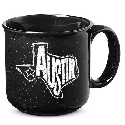 Austin Texas State Retro Outline Map 15oz Campfire Ceramic Mug