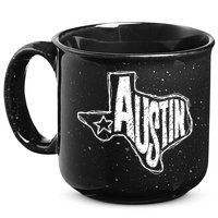 Austin Texas State Retro Outline Map 15oz Campfire Ceramic Mug