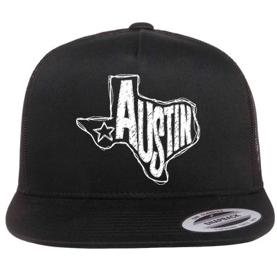 Austin Texas State Retro Outline Map Flatbill Hat