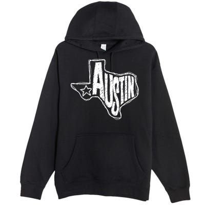 Austin Texas State Retro Outline Map Premium Pullover Hoodie