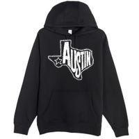 Austin Texas State Retro Outline Map Premium Pullover Hoodie