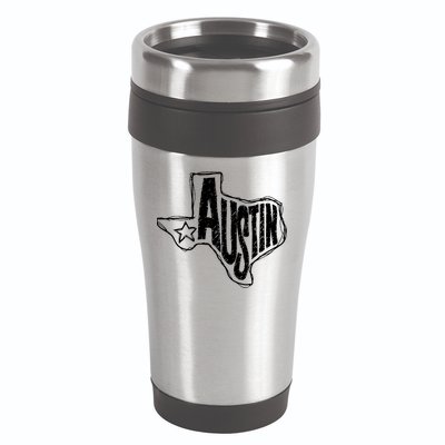 Austin Texas State Retro Outline Map 16oz Travel Tumbler