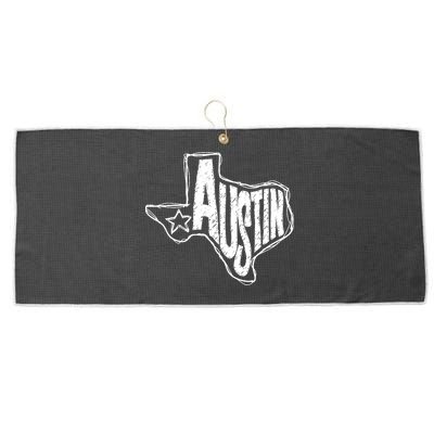 Austin Texas State Retro Outline Map Large Microfiber Waffle Golf Towel