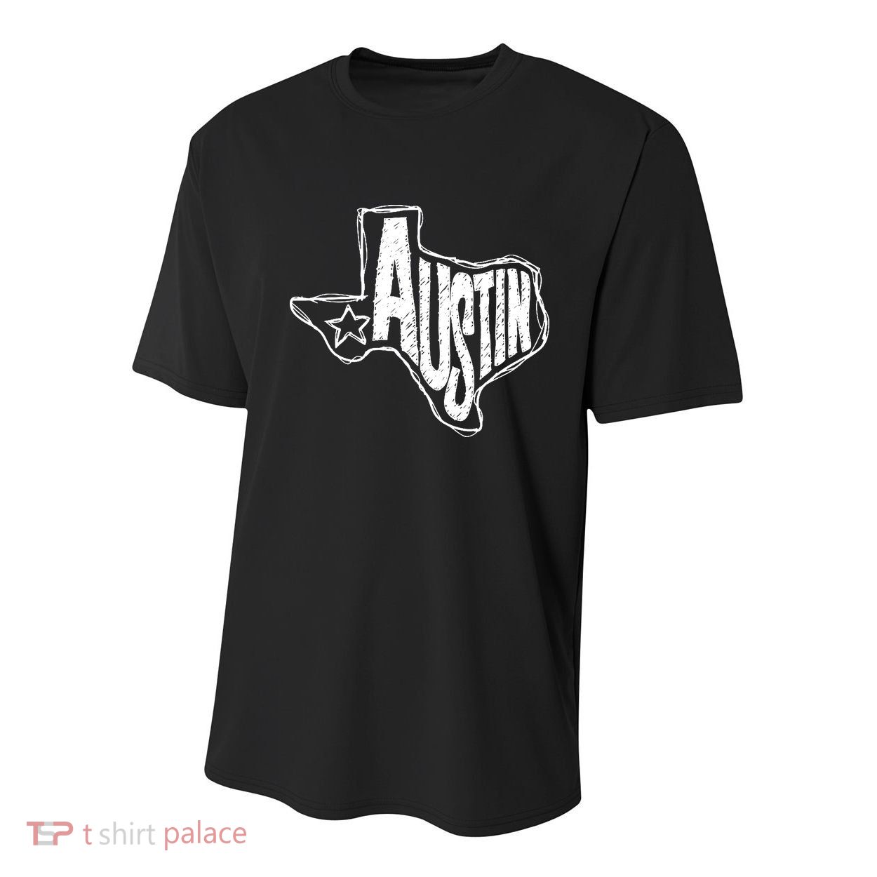 Austin Texas State Retro Outline Map Youth Performance Sprint T-Shirt