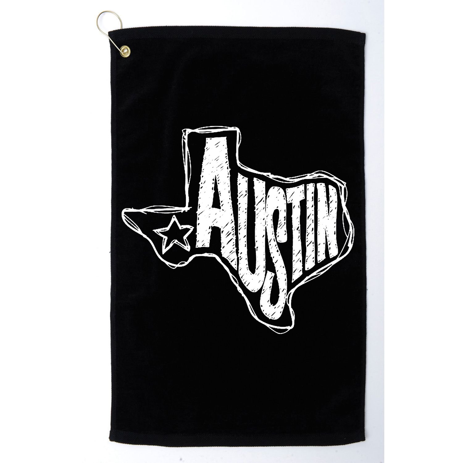 Austin Texas State Retro Outline Map Golf Towel