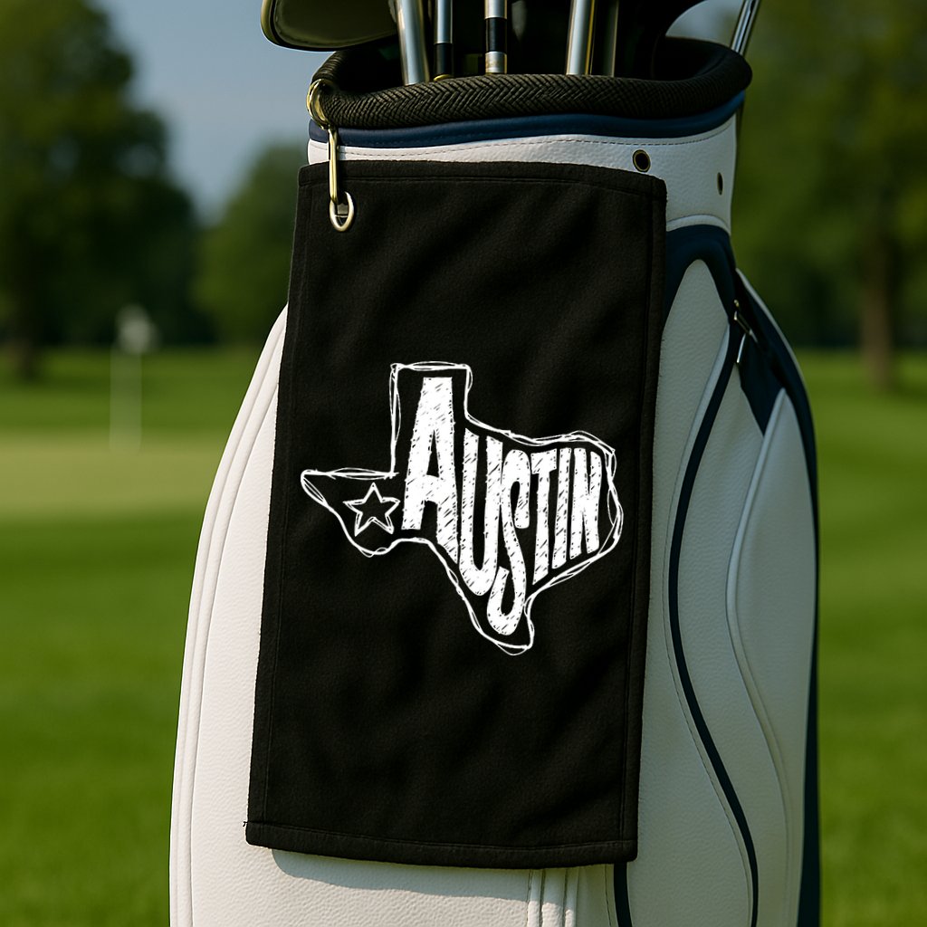 Austin Texas State Retro Outline Map Golf Towel