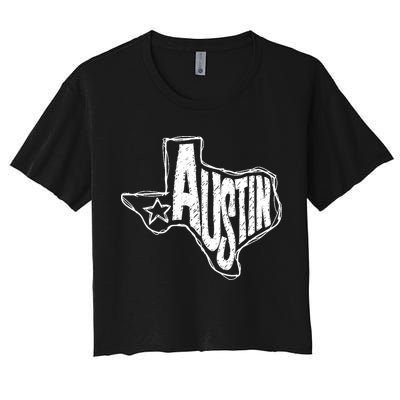 Austin Texas State Retro Outline Map Crop Top