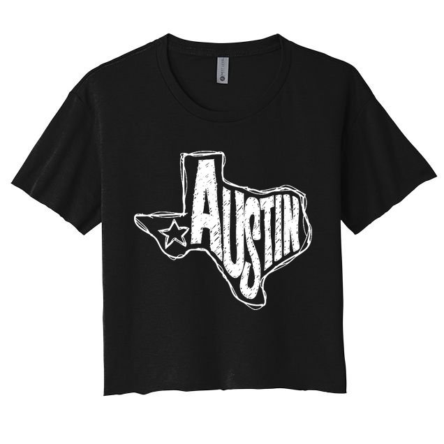 Austin Texas State Retro Outline Map Crop Top