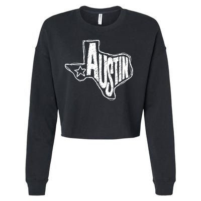 Austin Texas State Retro Outline Map Cropped Pullover Crew