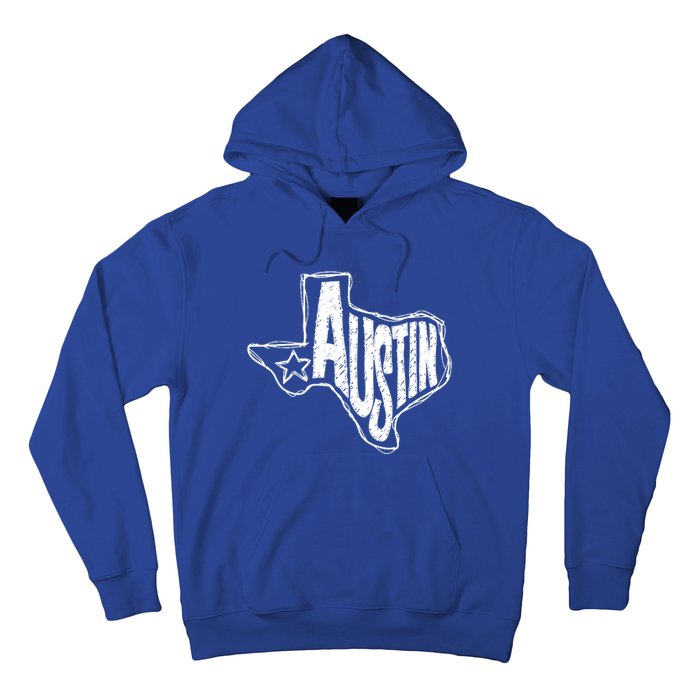 Austin Texas State Retro Outline Map Hoodie