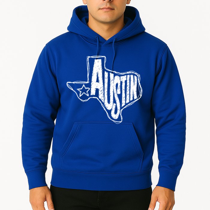 Austin Texas State Retro Outline Map Hoodie