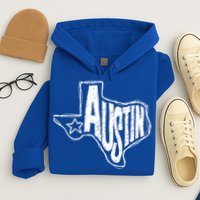 Austin Texas State Retro Outline Map Hoodie