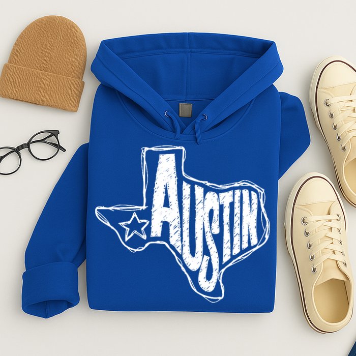 Austin Texas State Retro Outline Map Hoodie