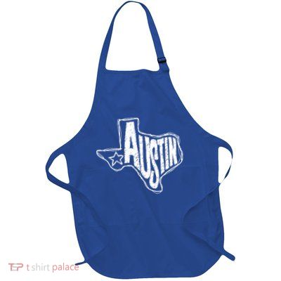 Austin Texas State Retro Outline Map Full-Length Apron With Pockets