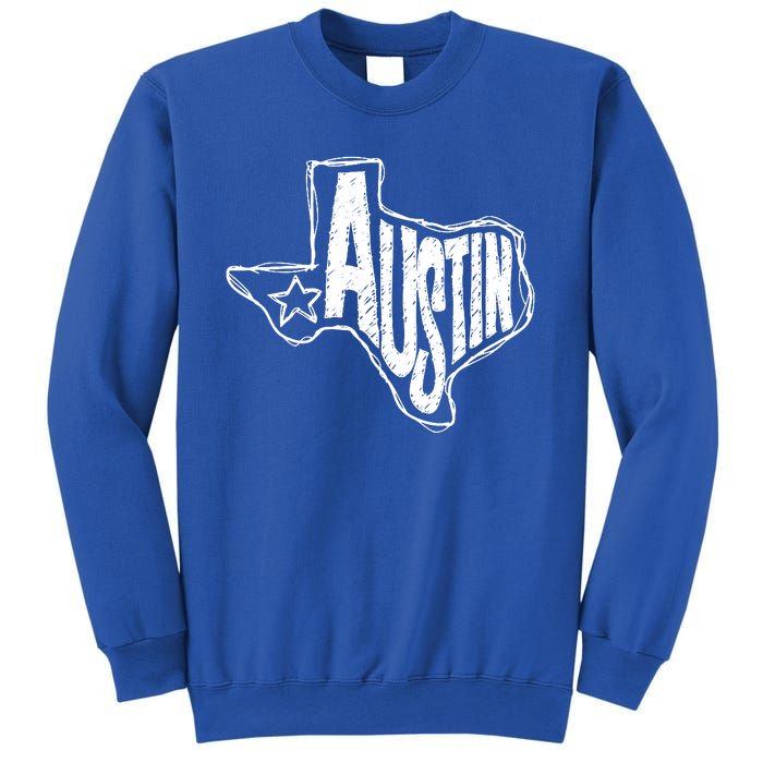 Austin Texas State Retro Outline Map Sweatshirt