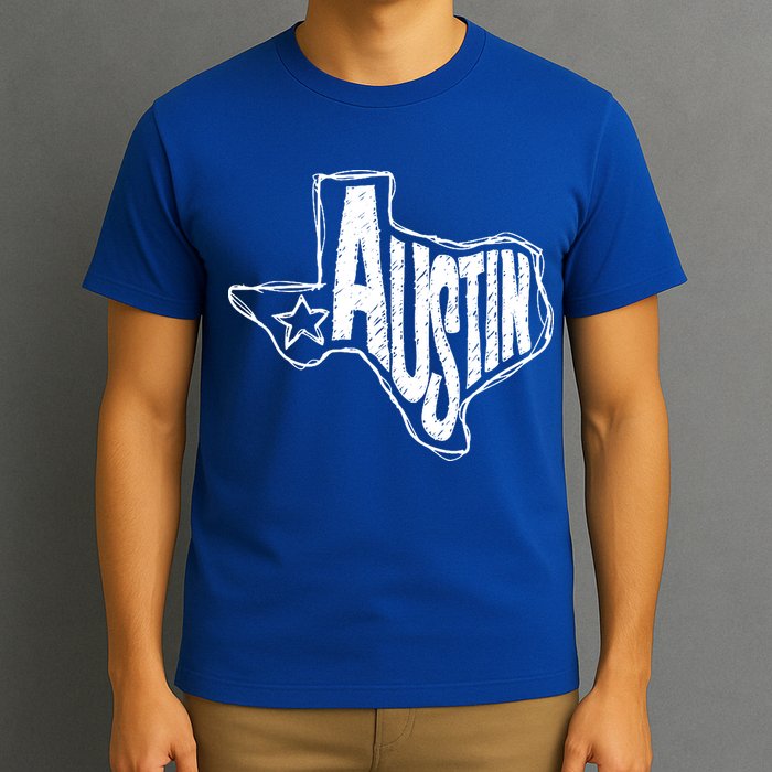 Austin Texas State Retro Outline Map T-Shirt
