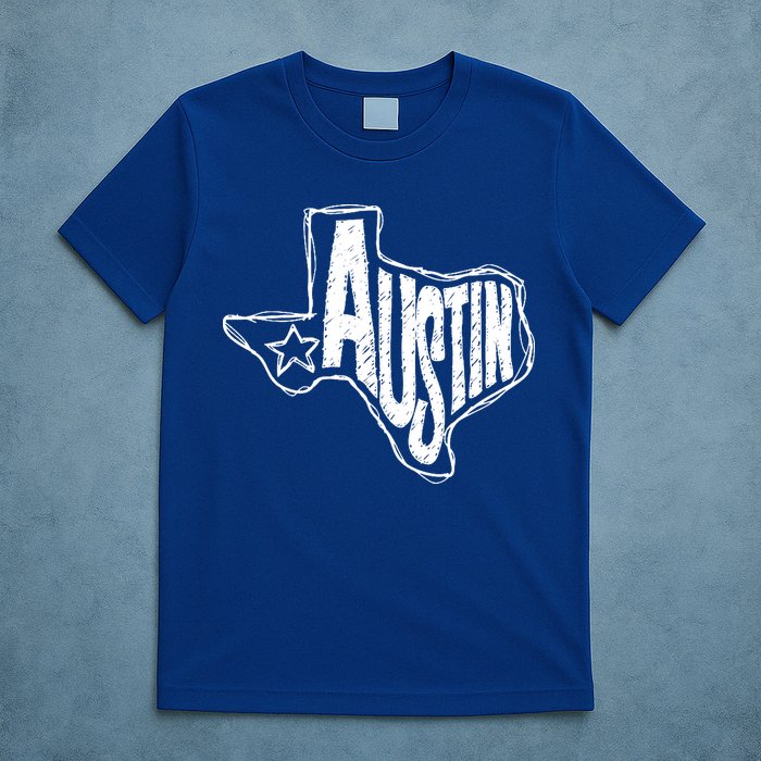Austin Texas State Retro Outline Map T-Shirt