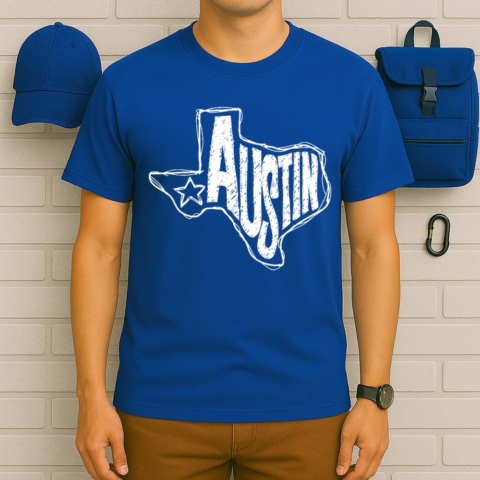 Austin Texas State Retro Outline Map T-Shirt