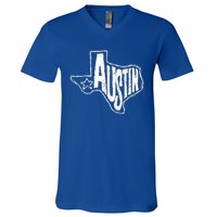 Austin Texas State Retro Outline Map V-Neck T-Shirt