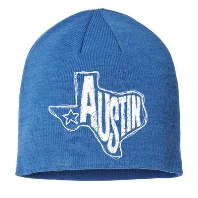 Austin Texas State Retro Outline Map Sustainable Beanie
