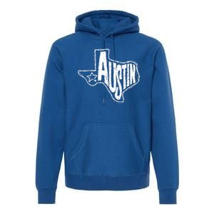 Austin Texas State Retro Outline Map Premium Hoodie