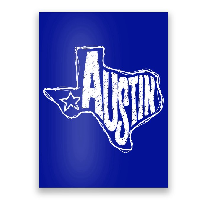 Austin Texas State Retro Outline Map Poster