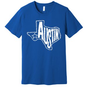 Austin Texas State Retro Outline Map Premium T-Shirt