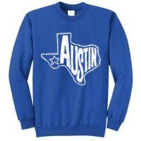 Austin Texas State Retro Outline Map Tall Sweatshirt