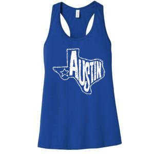 Austin Texas State Retro Outline Map Women's Racerback Tank