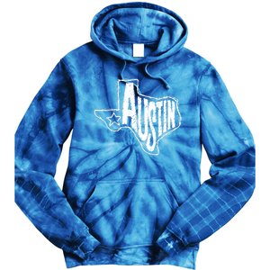 Austin Texas State Retro Outline Map Tie Dye Hoodie