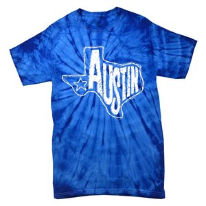 Austin Texas State Retro Outline Map Tie-Dye T-Shirt