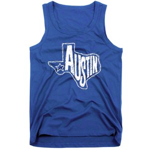 Austin Texas State Retro Outline Map Tank Top