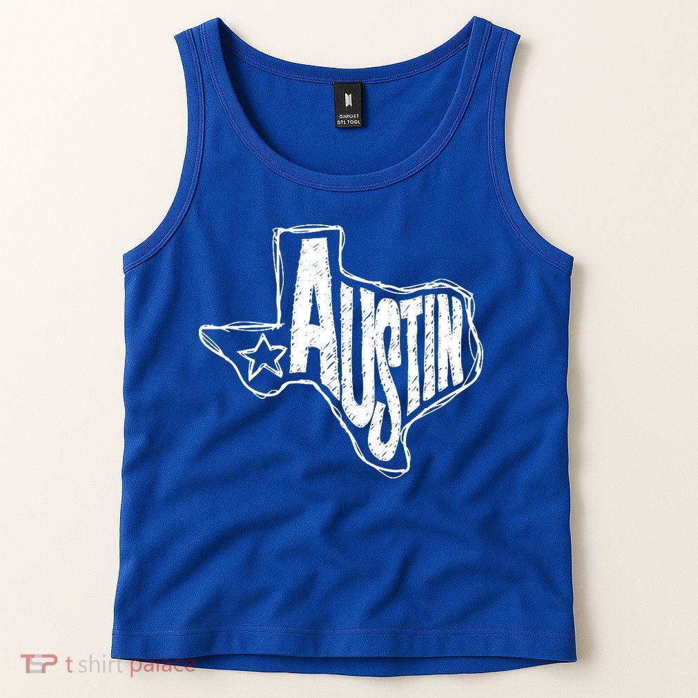Austin Texas State Retro Outline Map Tank Top