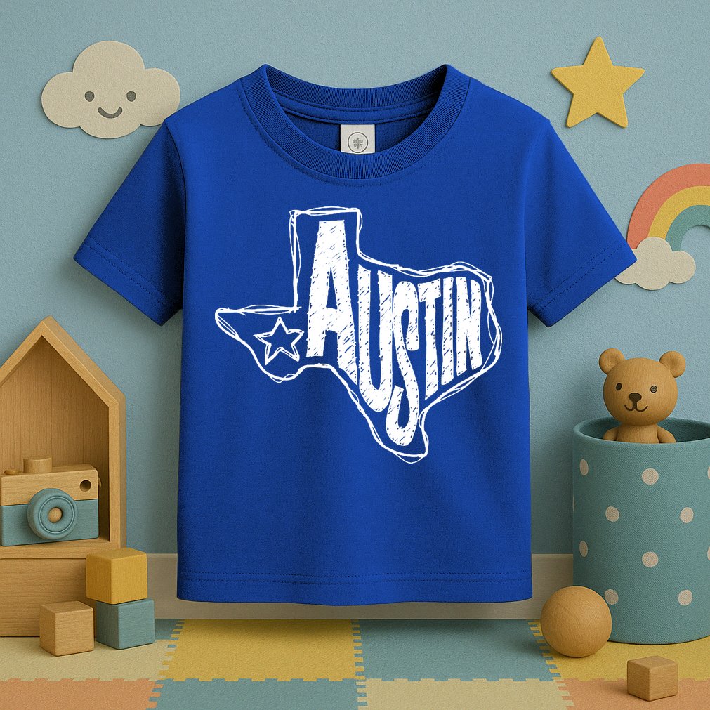 Austin Texas State Retro Outline Map Toddler T-Shirt