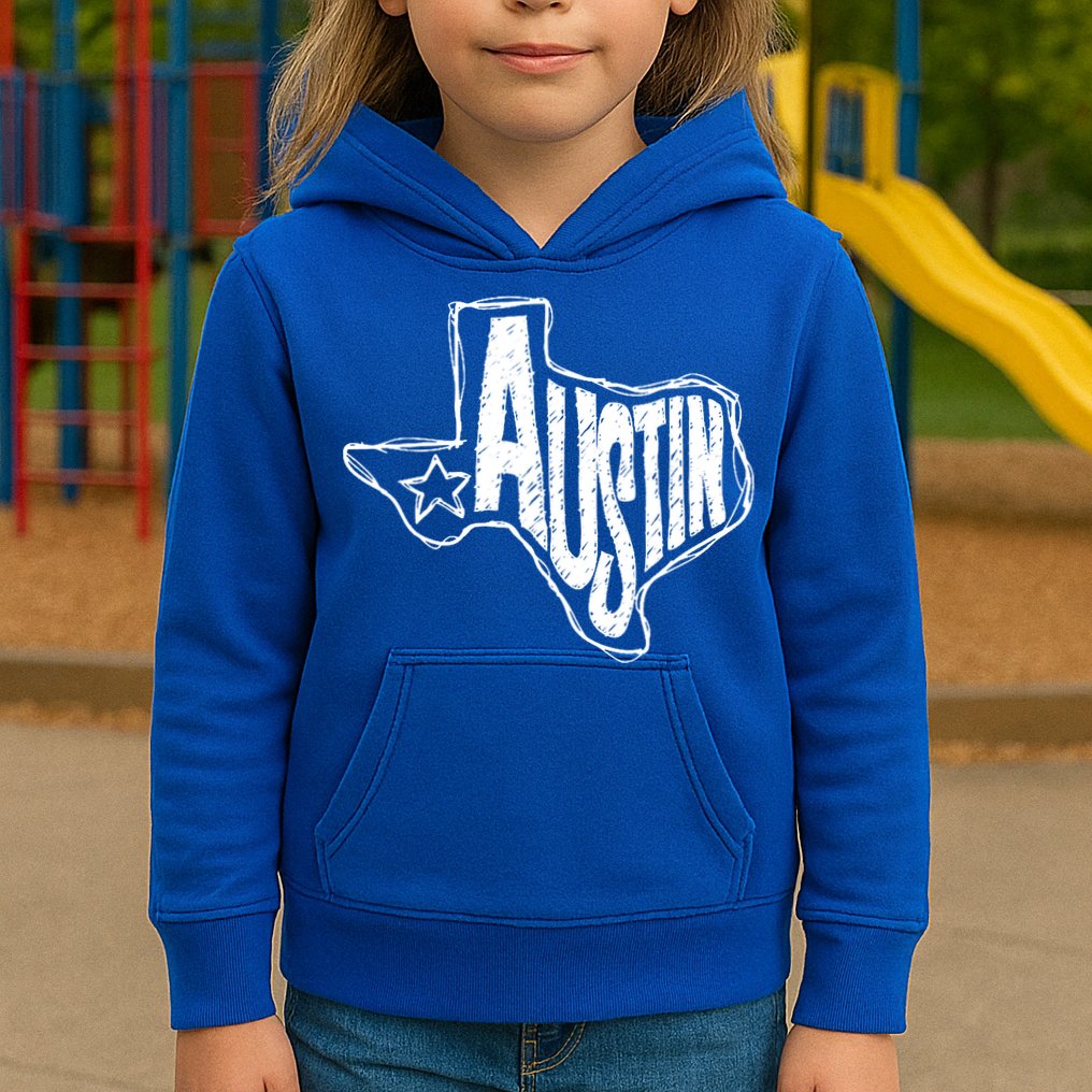 Austin Texas State Retro Outline Map Kids Hoodie
