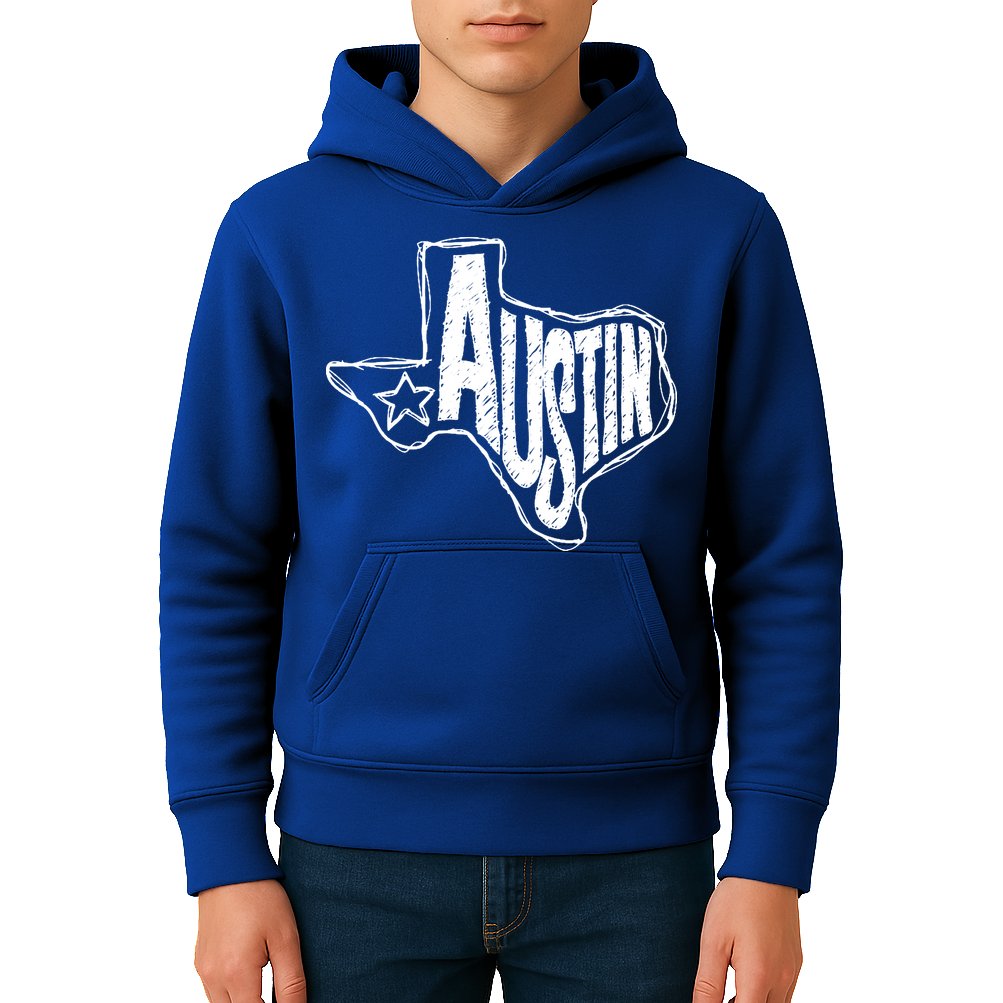 Austin Texas State Retro Outline Map Kids Hoodie