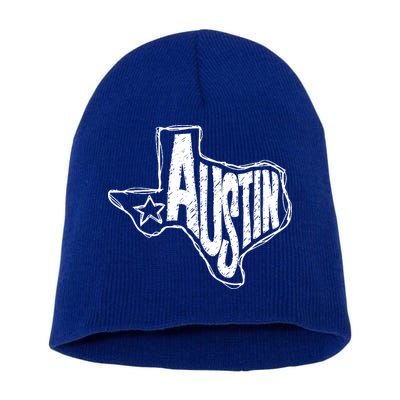 Austin Texas State Retro Outline Map Short Acrylic Beanie