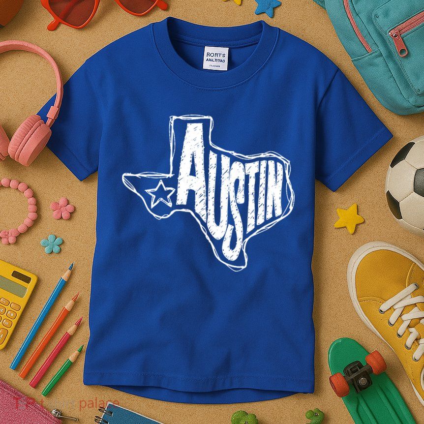 Austin Texas State Retro Outline Map Kids T-Shirt