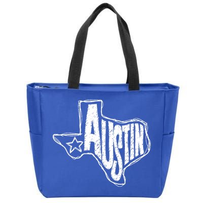 Austin Texas State Retro Outline Map Zip Tote Bag
