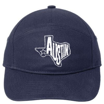 Austin Texas State Retro Outline Map 7-Panel Snapback Hat