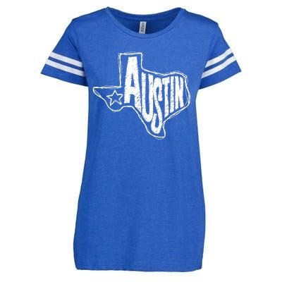 Austin Texas State Retro Outline Map Enza Ladies Jersey Football T-Shirt