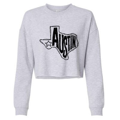 Austin Texas State Retro Outline Map Cropped Pullover Crew