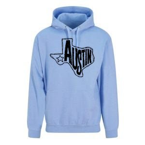 Austin Texas State Retro Outline Map Unisex Surf Hoodie