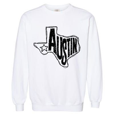 Austin Texas State Retro Outline Map Garment-Dyed Sweatshirt