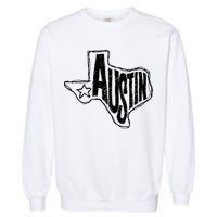 Austin Texas State Retro Outline Map Garment-Dyed Sweatshirt