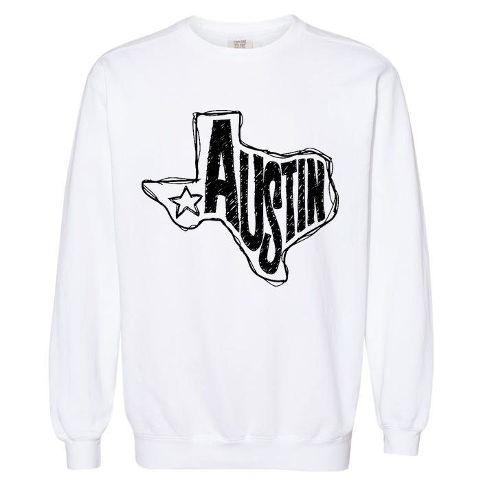 Austin Texas State Retro Outline Map Garment-Dyed Sweatshirt