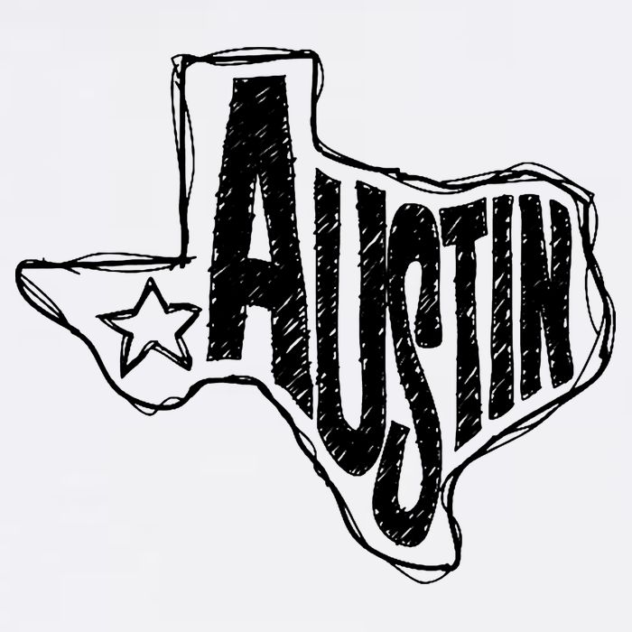 Austin Texas State Retro Outline Map Garment-Dyed Sweatshirt