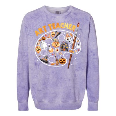 Art Teacher Spooky Pumpkin Halloween Colorblast Crewneck Sweatshirt