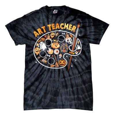 Art Teacher Spooky Pumpkin Halloween Tie-Dye T-Shirt